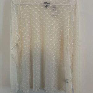 torrid Whisper White Heart-Print Sheer Mesh Top